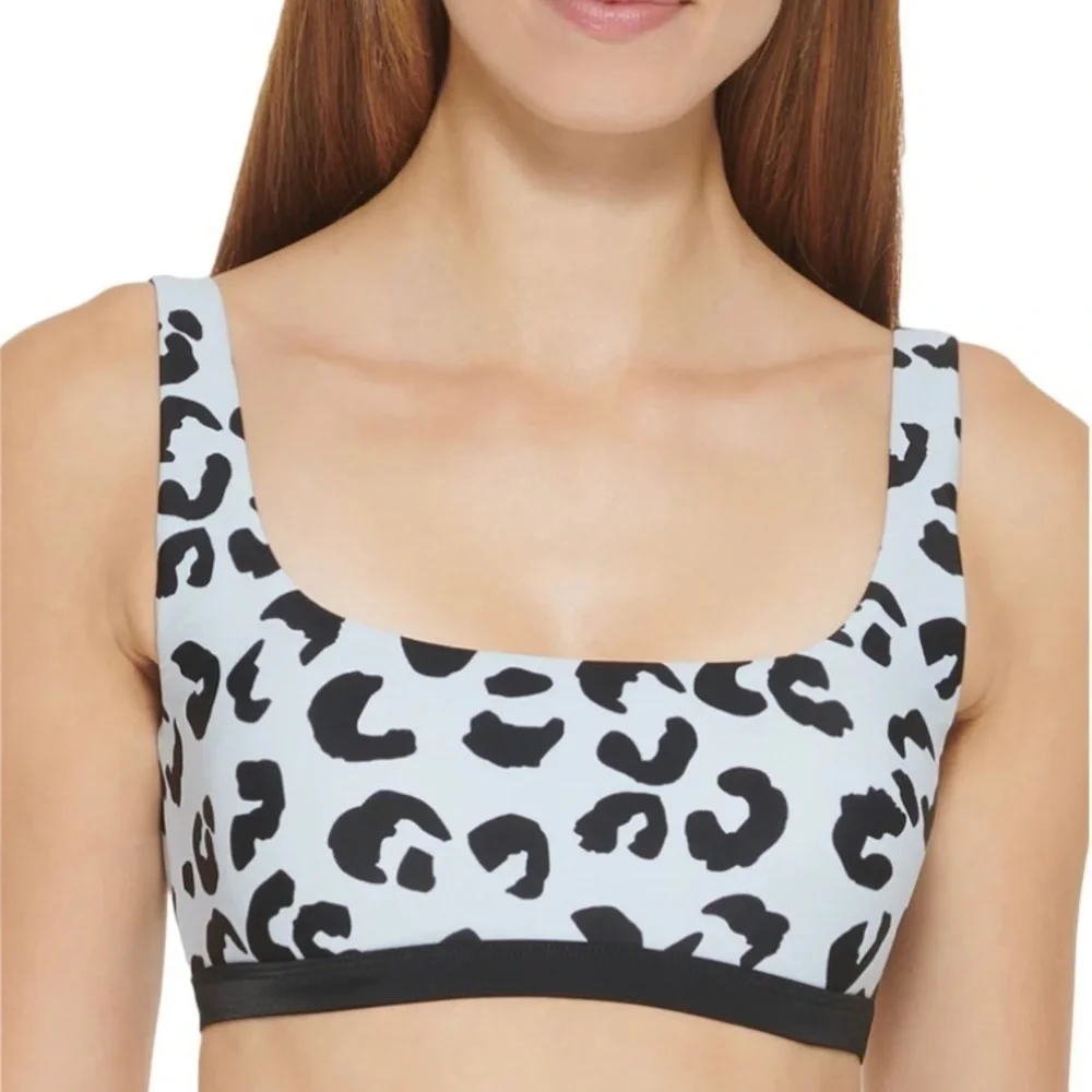 DKNY Leopard-Print Bikini Top NWT